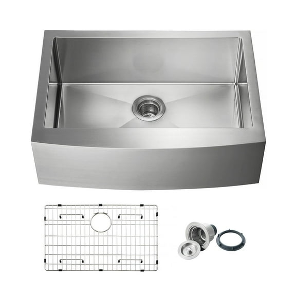 Kibi 30? Handcrafted Farmhouse Apron Single Bowl Stainless Steel Kitchen Sink ? K1-SF30