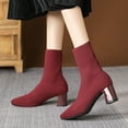 thumbnail image 5 of Wowcloth Knitted Stretch Booties for Women – Elastic Ankle-Length Design with Chunky High Heel & Pointed Toe for Casual Fashion Outfits, 5 of 7