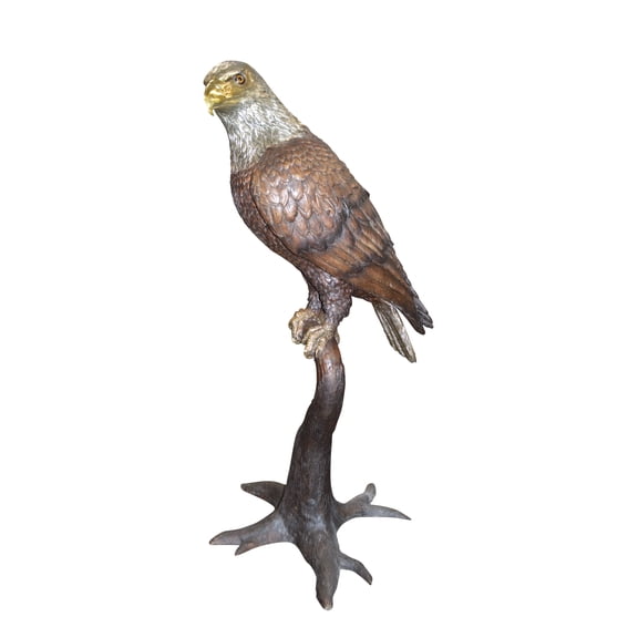 Nifao Large Eagle Standing On A Branch Bronze Statue, Outdoor Garden Decor Sculpture, 30"L x 40"W x 70"H