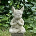 thumbnail image 2 of Yoga Pose Meditation Dog Resin Statue Ornaments Waterproof Prayer Zen French Bulldog Sculpture Crafts Garden Decoration Figurine, 2 of 8