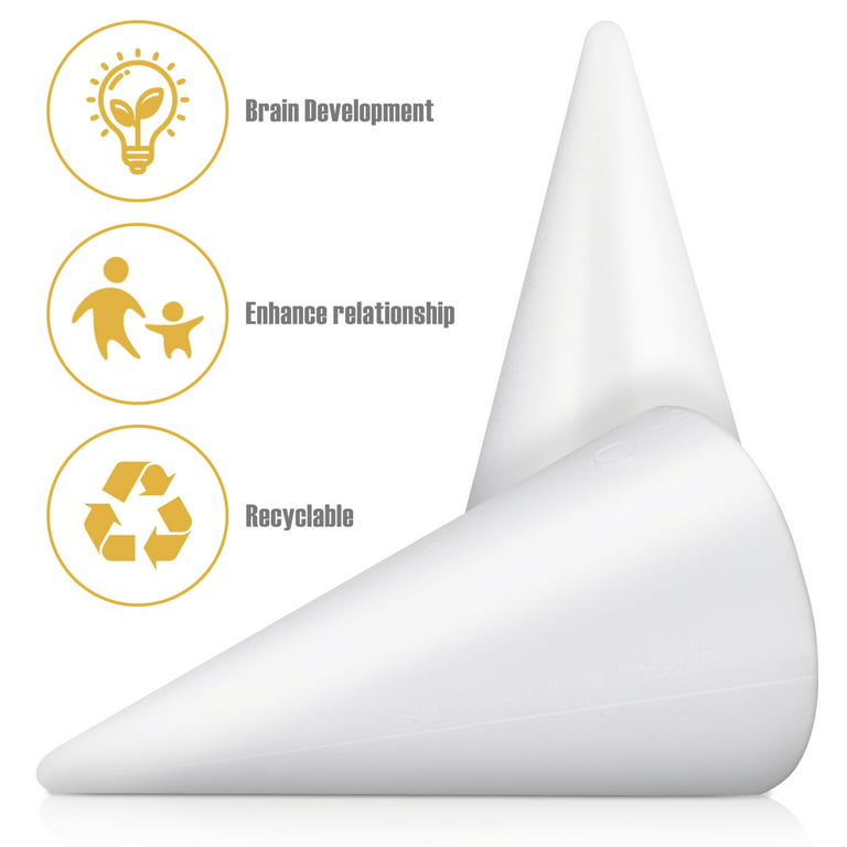 24 Pcs Cone White Craft Foam Cones for Crafting Crafts Child Conical