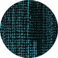 thumbnail image 1 of Ahgly Company Machine Washable Indoor Round Abstract Turquoise Blue Modern Area Rugs, 3' Round, 1 of 4