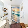 thumbnail image 5 of Stall Small Shower Curtain Half Summer 36x72 Inch Mini Single Narrow Ocean Beach Coastal Hawaiian Sunrise Sea Wave Seaside Scene Island Blue Cool Fabric Set Waterproof 7 Pack Hooks BB-JWXP, 5 of 6