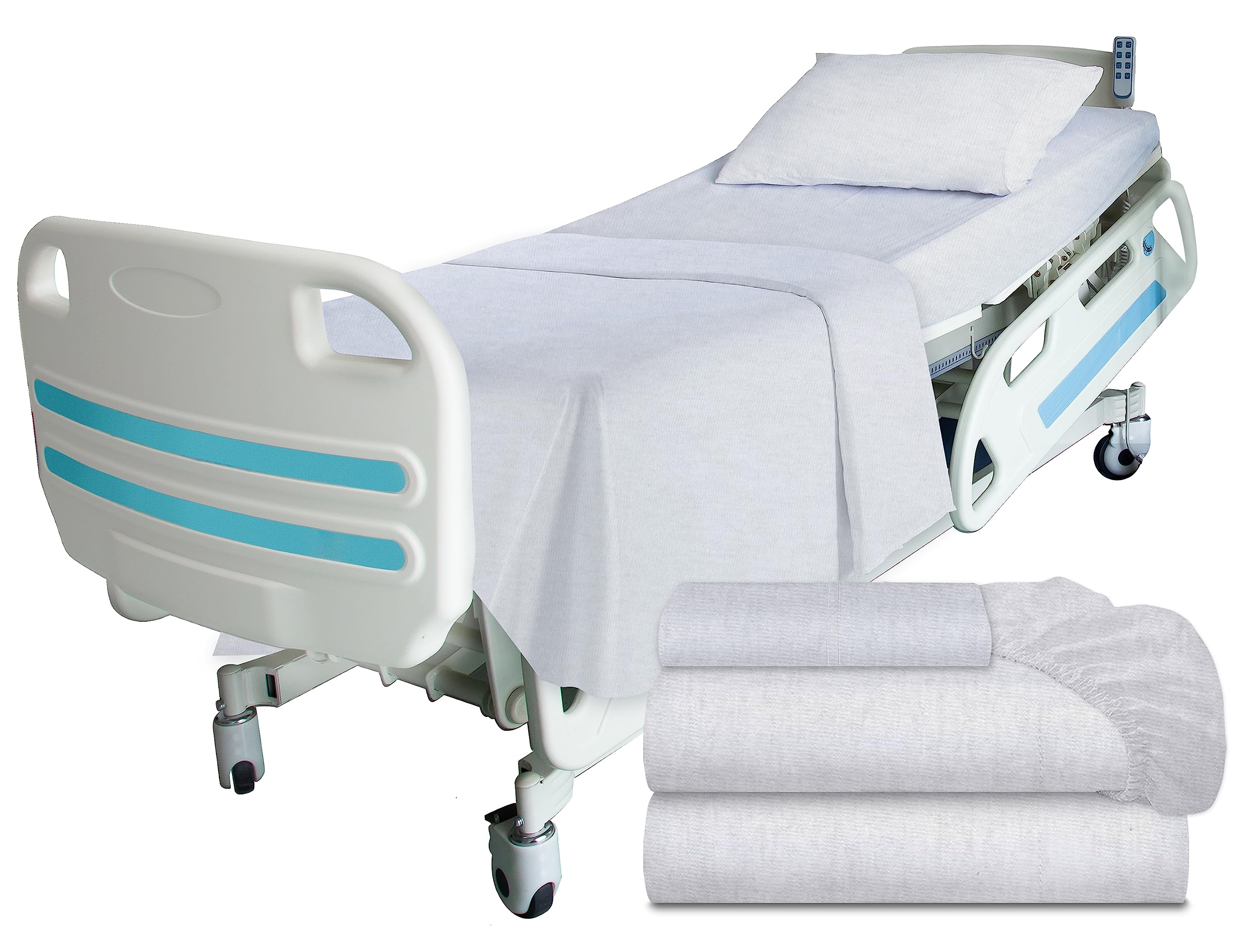 White Classic 3 Piece Hospital Bed Sheet Set Soft Jersey Knitted T 