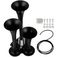 thumbnail image 2 of Air Horn Kit, Super Loud Triple Trumpet Electric Truck Train Car Horn for Any 12V Vehicles Silver, 2 of 5