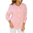 thumbnail image 2 of Hxshgdsn Womens Tops Women's Ladies' 3/4 Sleeve Flowers Printed Round Neck Long Sleeve Round Neck Top/Shirt Fall Outfits For Women 2025 Pink S, 2 of 9
