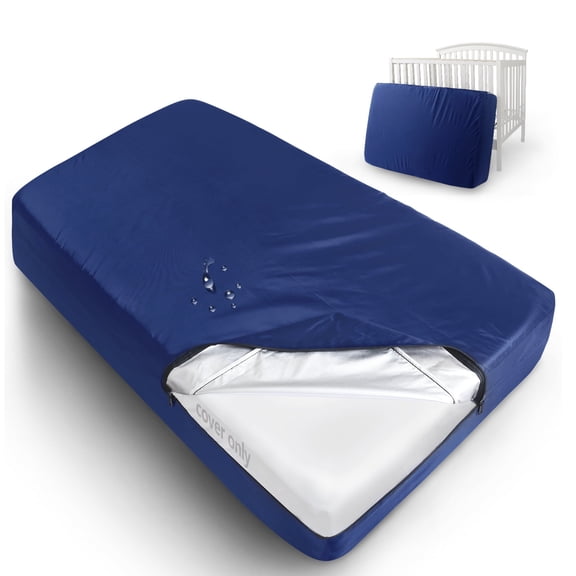 Crib Mattress Bag Waterproof Heavy Duty Crib Mattress Moving Bag with Strong Zipper Reusable Crib Mattress Cover for Moving, Navy