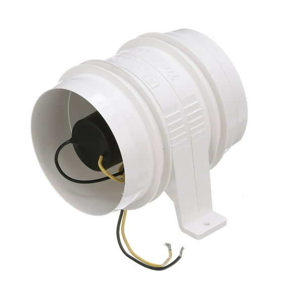 Attwood Marine Bilge Vent Blower 1749-4 Turbo 4000 Series II; For Use With 4 Inch Inside Diameter Ventilation Hose; 200 CFM Flow Rate; 12 Volts Nominal; 2.5 Amps