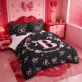 thumbnail image 2 of meiyoeat Ribbon Bow Pearl 7 Pieces Full Size Bedding Sets,Pink Monogrammed B Full Size Bed in a Bag For Girl,Pink Reversible, 2 of 7