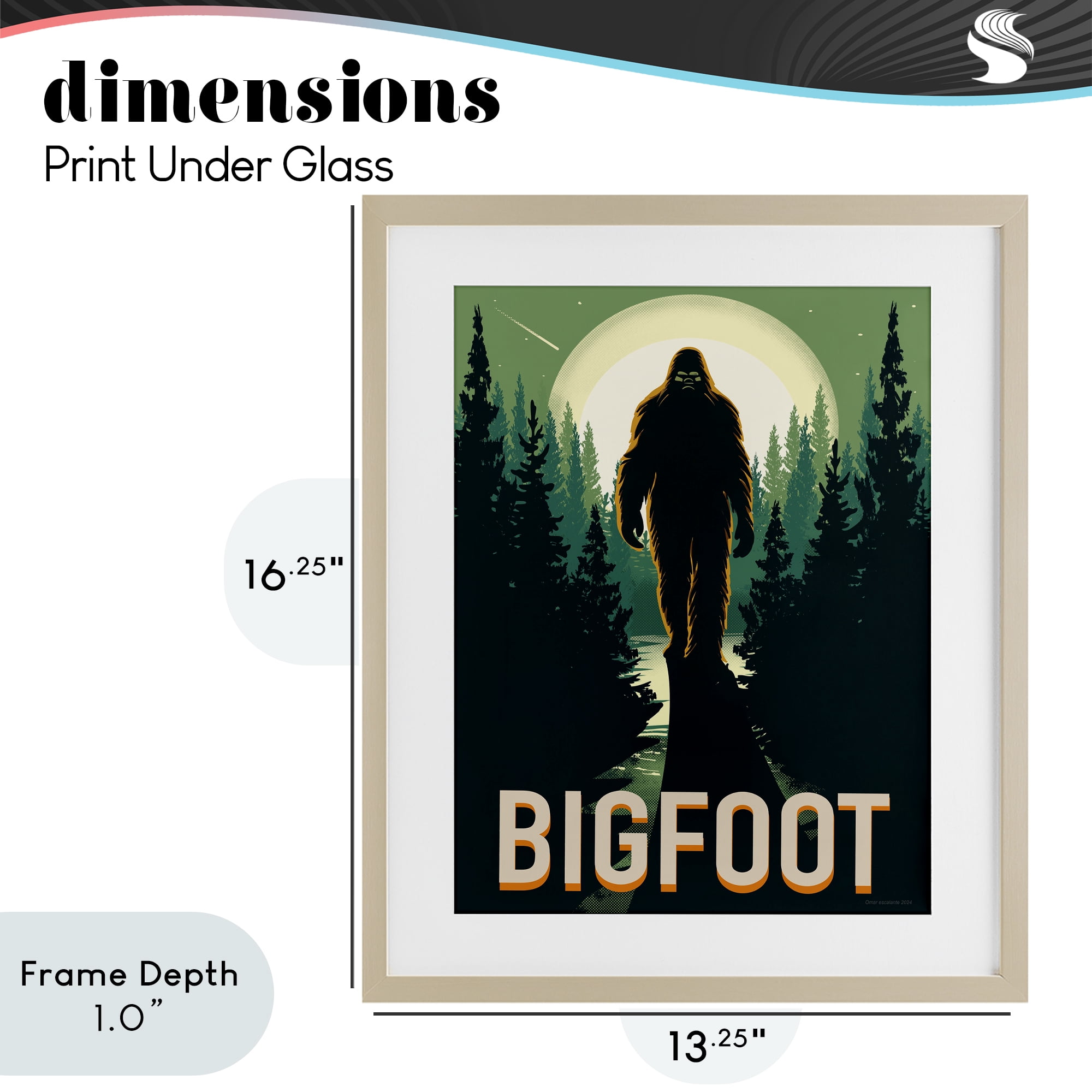 Stupell Industries Cryptid In The Woods Birch Framed Print Under Glass, design by Omar Escalante