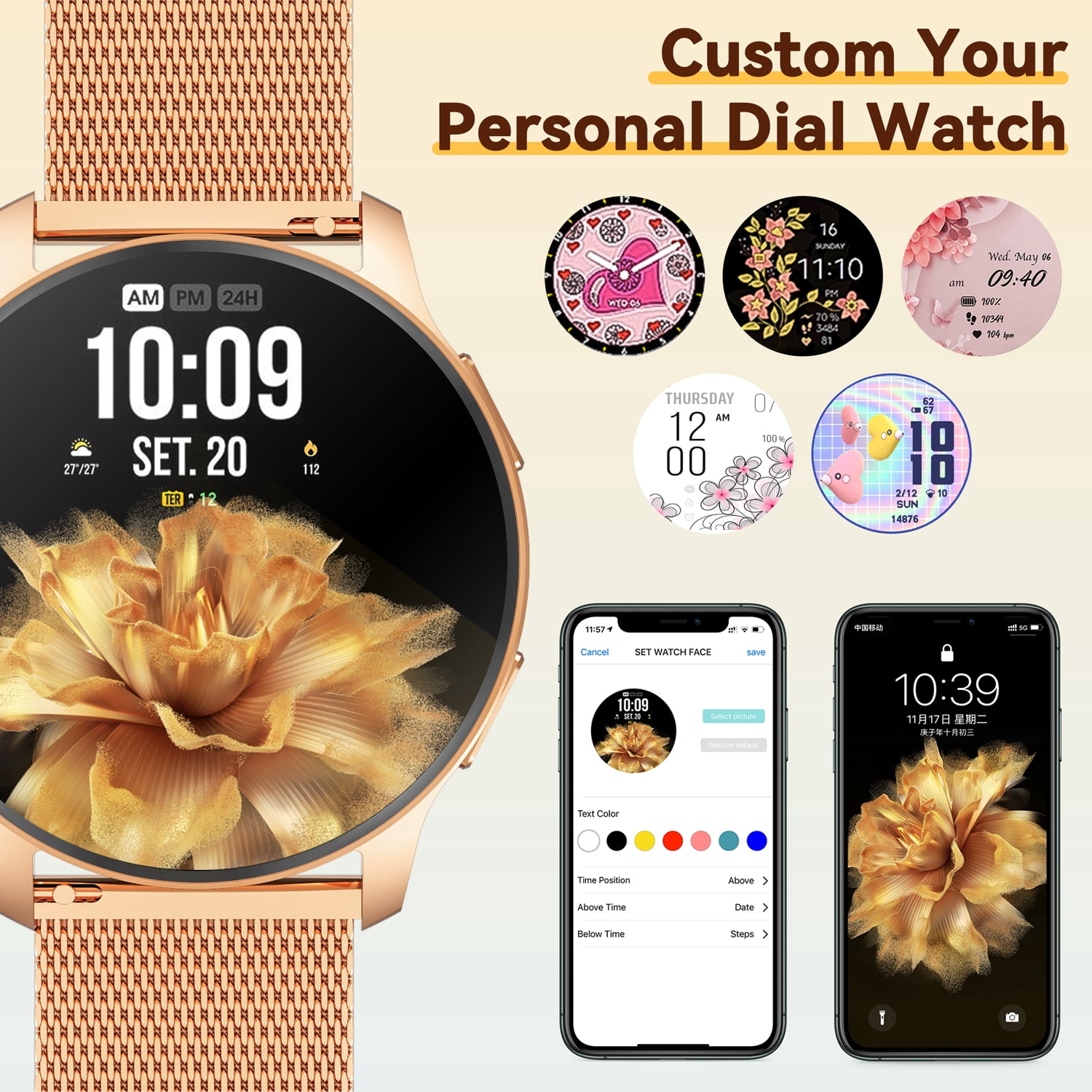 smart watch for Women, Compatible with Android and iPhone Devices, Featuring Fitness Tracker, 1.85-inch Smartwatch Gift, Answer/Make Calls/120 Sports Modes, IP68 Water-Resistant Fitness Watch (Pink)