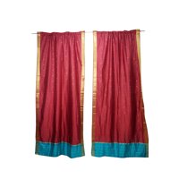 Mogul 2 Curtains Rod Pocket Sari Curtains Panels Boho Indi Gypsy Home Decor Interiors 96 inch