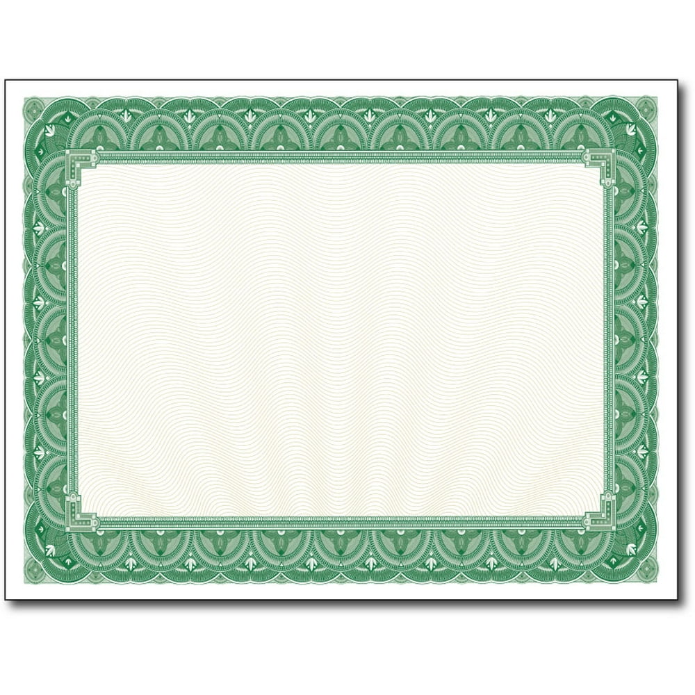 28lb Green Border Certificates - 100 Certificates - Walmart.com ...