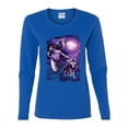 thumbnail image 2 of Fantasy Wolf Howling at The Full Moon Animal Lover Womens Graphic Long Sleeve T-Shirt, Royal, Medium, 2 of 3