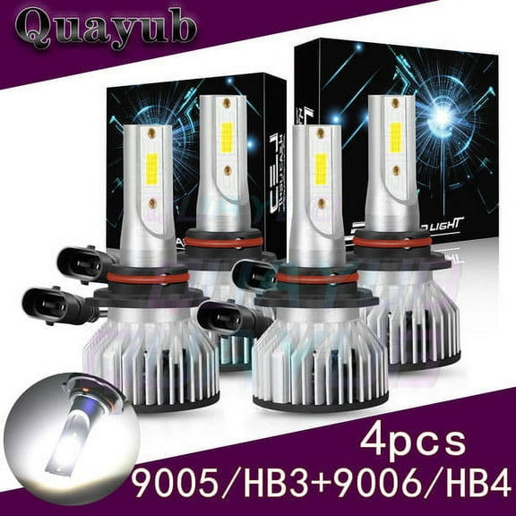4PC LED Headlight Bulbs High & Low Beam Combo Kit 6000K For Jaguar XJ6 1990-1997