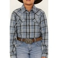 thumbnail image 3 of Cody James Boys' Plaid Print Long Sleeve Snap Western Flannel Shirt Blue   US, 3 of 4