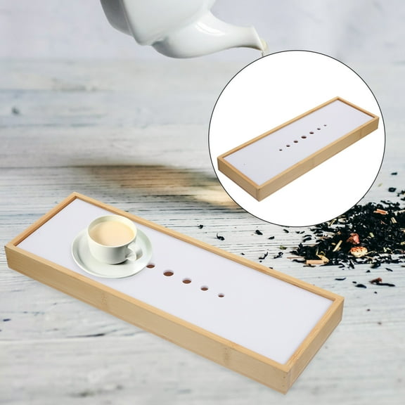 SEWACC 1Set White Bamboo Dish Drain Board for Kitchen Tool and Home Use