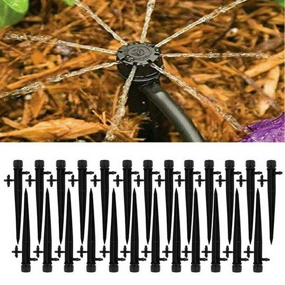 Luxtrada 50pcs 360° Adjustable Water Flow Irrigation Drippers Stake Emitter Drip System