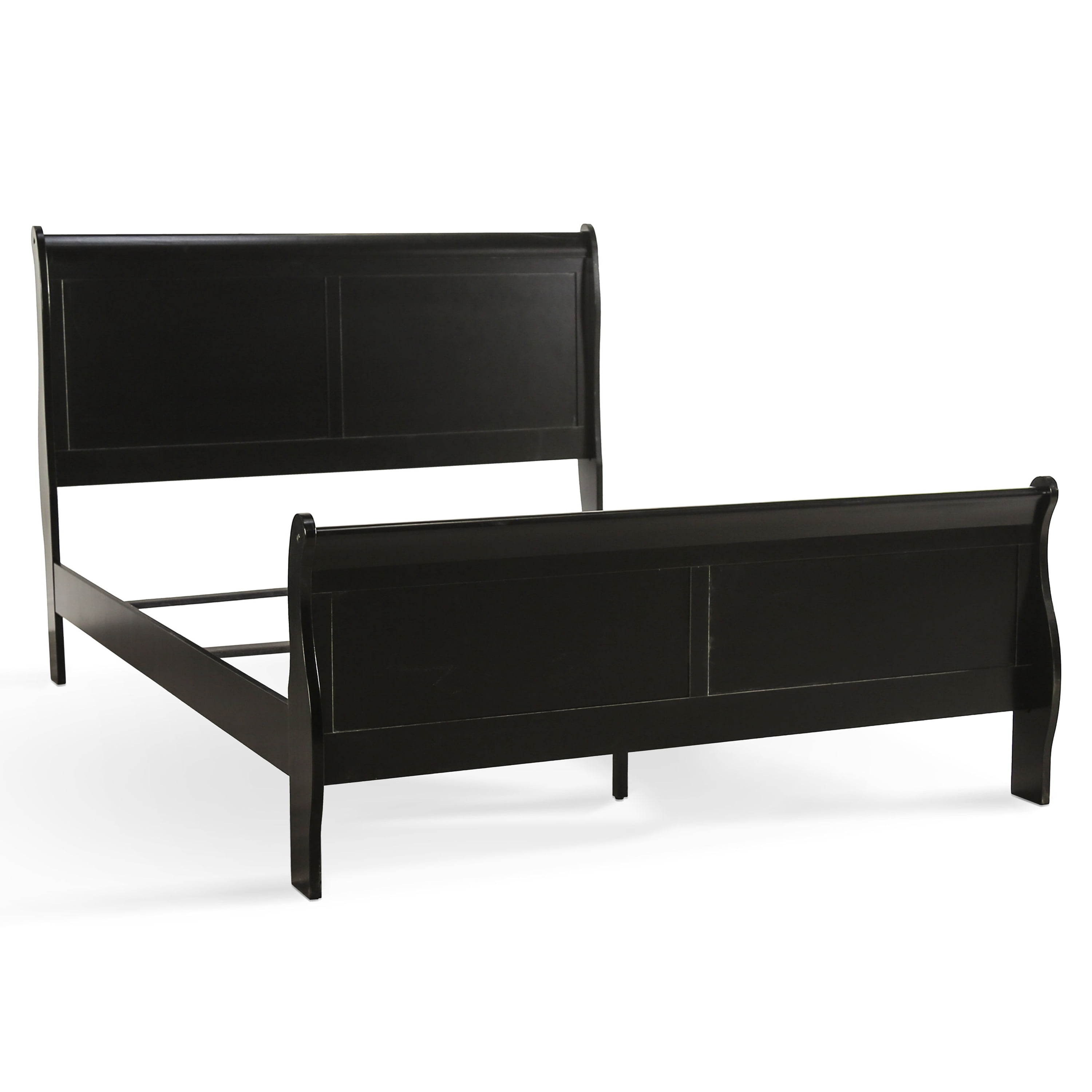 Furniture of America Vrai Adult Queen Sleigh Headboard Wood Bed, Black