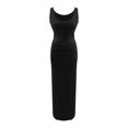 thumbnail image 2 of Robe en Coton pour Femmes Robes d'Été Mode Décontractée Col Rond Ajustée Plissée avec Ceinture Vêtements pour Adultes Femmes Noir Taille m, 2 of 5