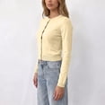 thumbnail image 4 of ClodeEU Women's Round Neck Button Front Knit Cardigan,Casual Long Sleeve Slim Fit Knit Outerwear ,Women's S-XXL, 4 of 7