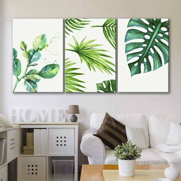 Wall26 Style Green Tropical Leaves - Canvas Art Wall Decor - 16"x24"x3