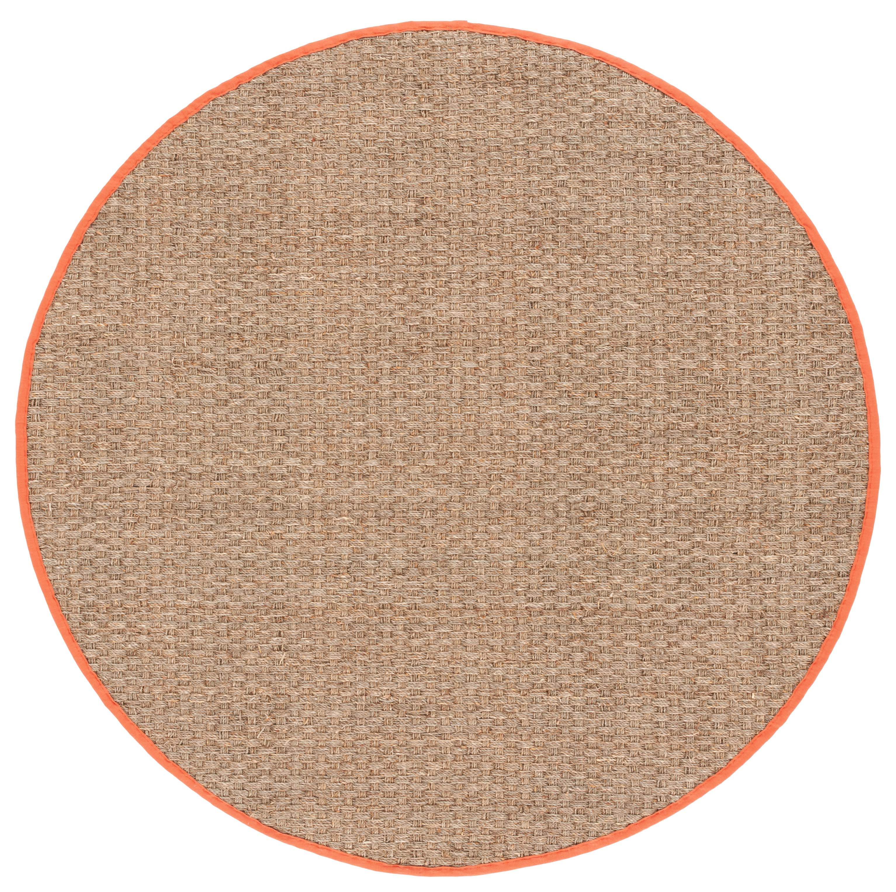 SAFAVIEH Natural Fiber Arbor Bordered Area Rug, Natural/Rust, 6' x 6' Round - Coastal Design, Natural & Rust, Seagrass, Ideal for Entryway, Kitchen, Living Room, Office