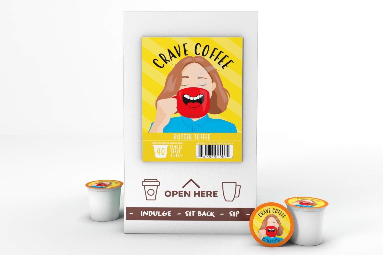 Crave Beverages Flavored Coffee Pods Compatible with 2.0 K-Cup Brewers, Butter Toffee, 40 Count