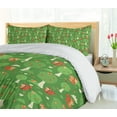 thumbnail image 5 of Ambesonne Woodland Duvet Cover Set, Squirrels Eating Nuts Art, 2-Calking, Fern Green and Dark Salmon, 5 of 7