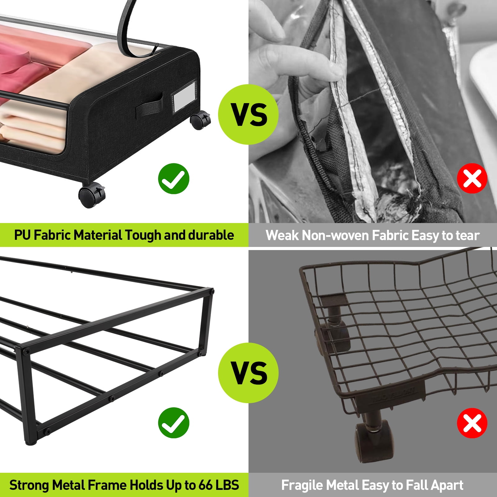 Under Bed Storage with Wheels, 2 pack Under Bed Storage Containers Closet Organizer, Large Capacity Drawer Shoes Storage for Clothes,Blankets,Toys,Bedding