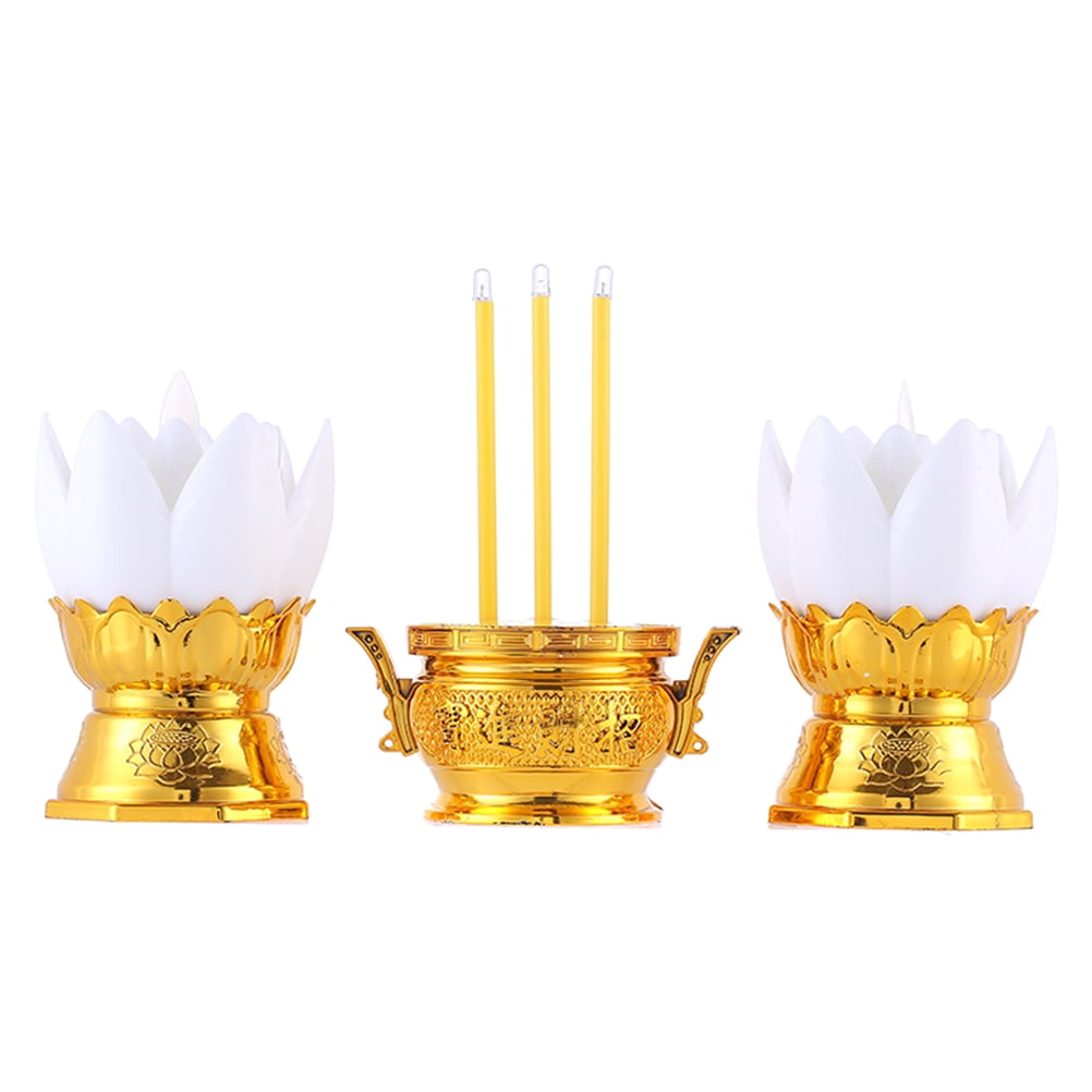 Led Lotus Light Incense Candle Lamp Stick Burner Holder Electric Flower