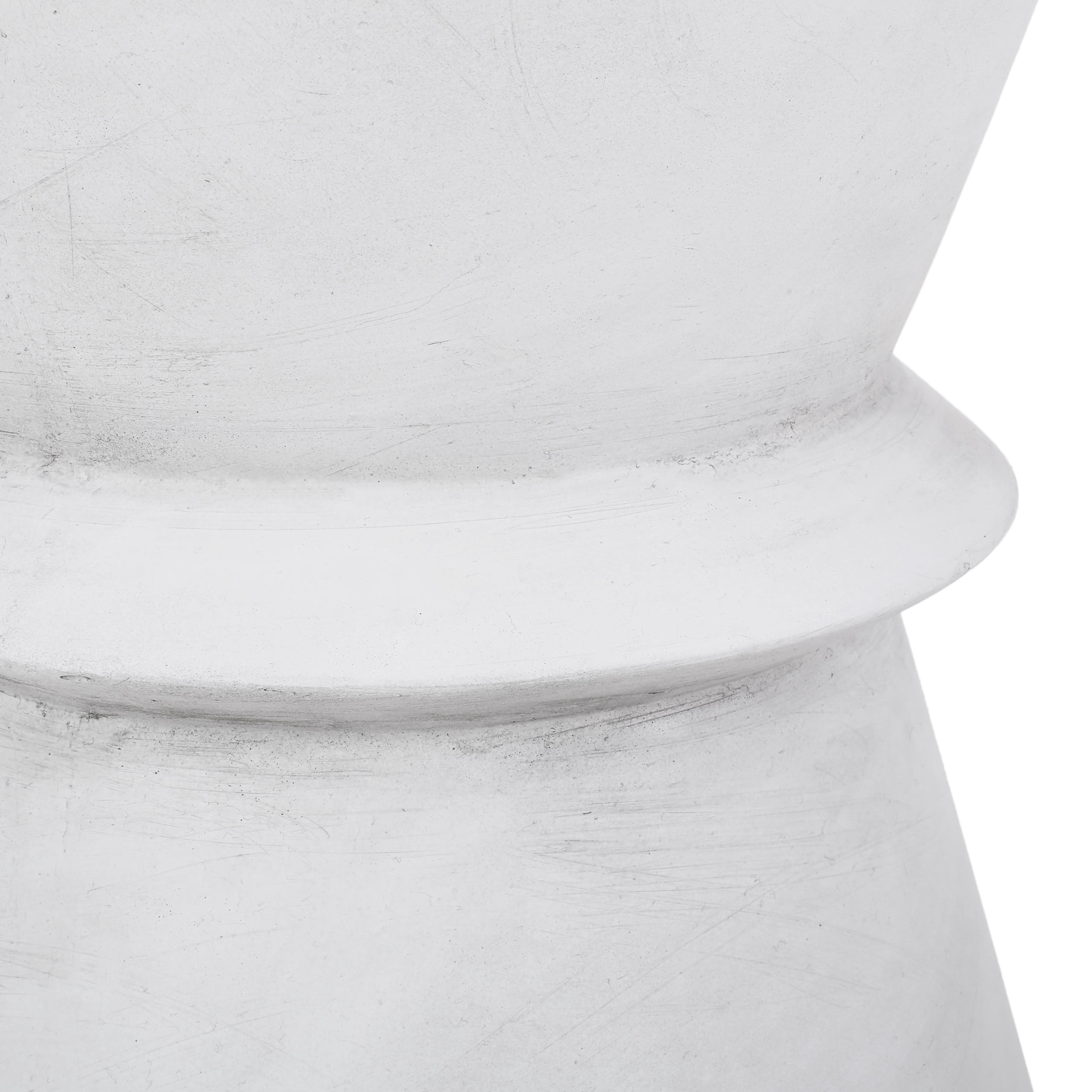 Outdoor Twisted Hourglass Side Table, Lightweight Concrete Craft for Patio Garden, White