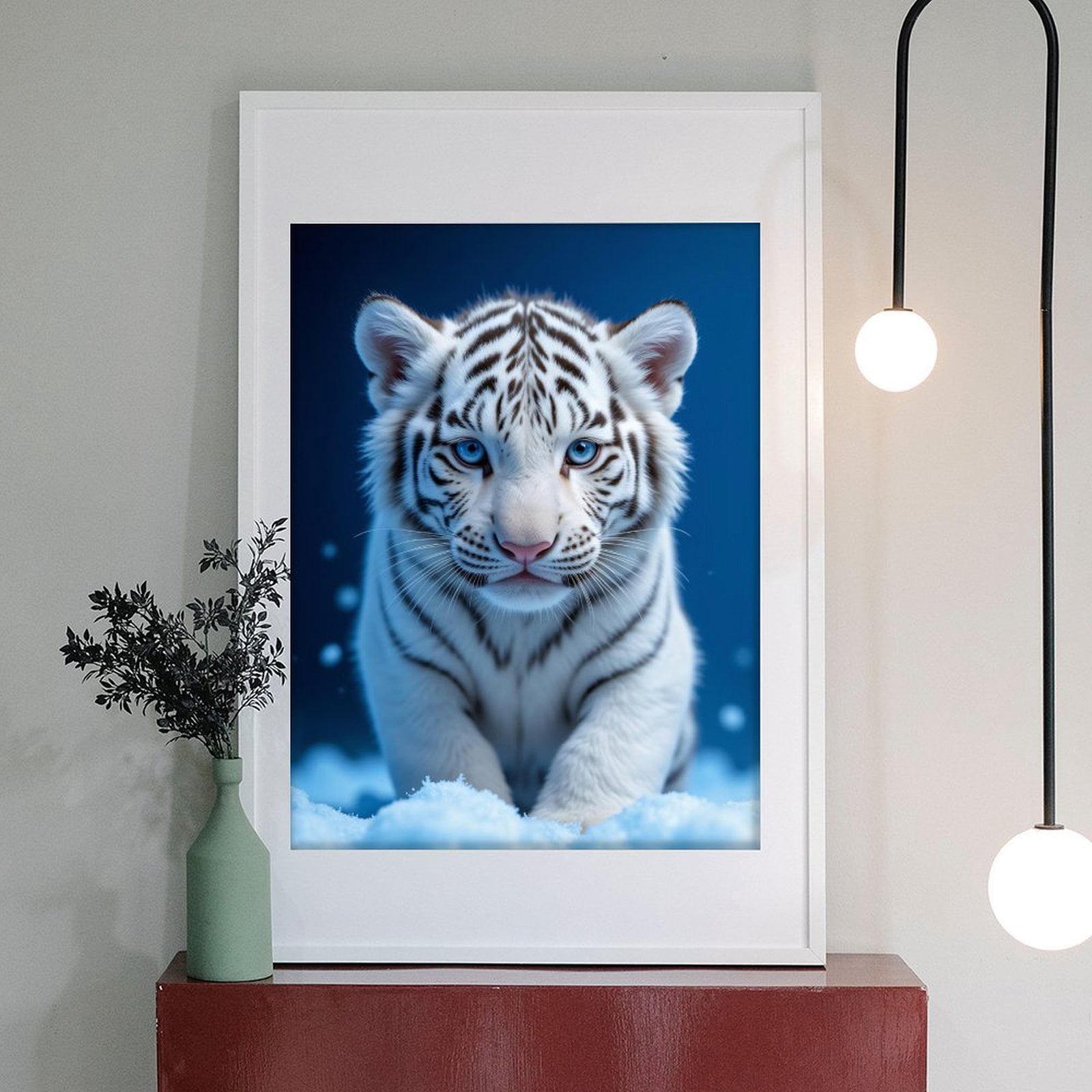 Diamond Art Kits for Adults - 5d Blue Eyed White Tiger In Snow Diamond Painting for Adults, Diamond Art for Adults Beginners, Diamond Painting Kits for Adults for Home Wall Decor