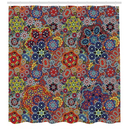 Batik Shower Curtain Vintage Combined Nested Paisley Motif