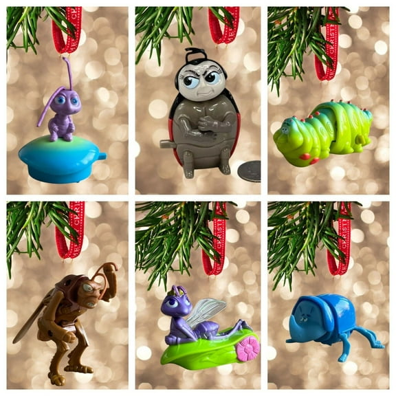 Set 6 ORNAMENT A Bugs Life Heimlich Dim Dot Hopper Francis Disney Figure Rare 4”
