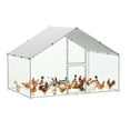 thumbnail image 1 of Height Walk in Chicken Coop Metal, Outdoor Chicken Run with Split Door, Waterproof & UV Resistant Cover, Large Poultry Cage for Goose Rabbit, 1 of 8