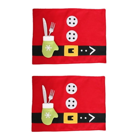 Holiday Table Decorations Set of 2 Santa Christmas Holiday Table Placemats Dinner Mat Tableware Decoration ()