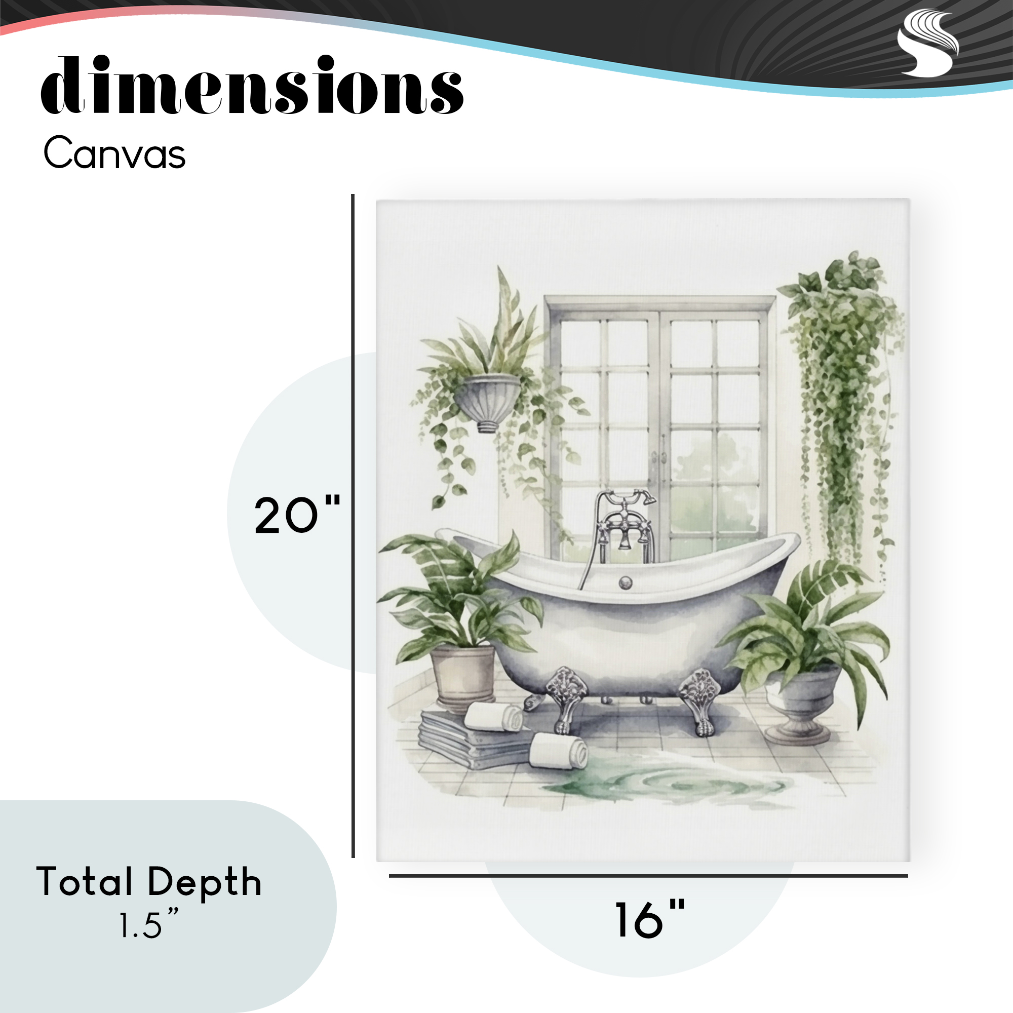 Lush Greenery Bathtub & Window Canvas Wall Art, design by Lettered and Lined