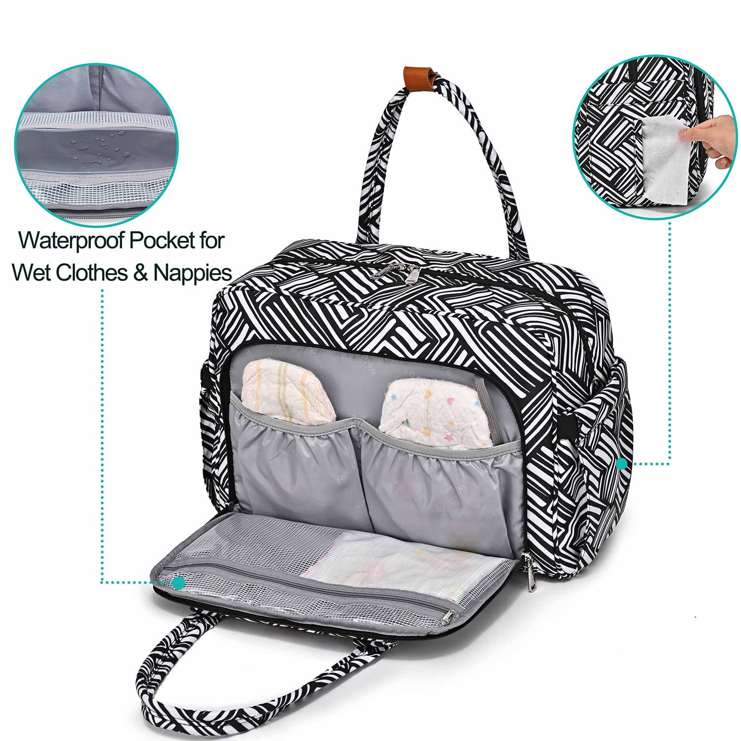 WelaVila Diaper Bag Tote: Stylish Tote Diaper Bags with Changing Pad, Stripe, 1 pk