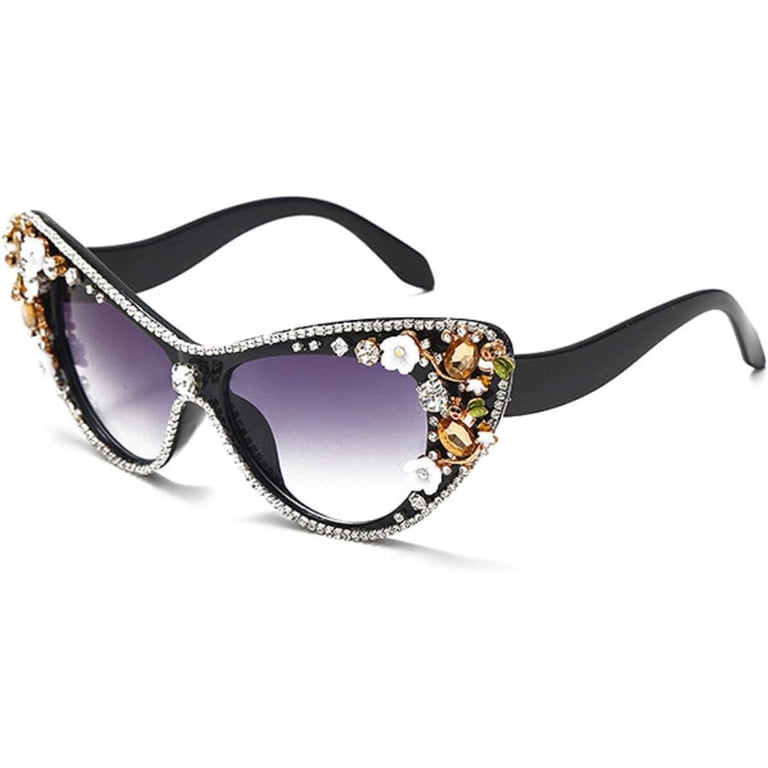 DYCE  Large Rhinestoned Cats Eye Sunglasses   Hand Polished DYVT Accessories | Dyce Large Rhinestoned Cats Eye Sunglasses  main image 4