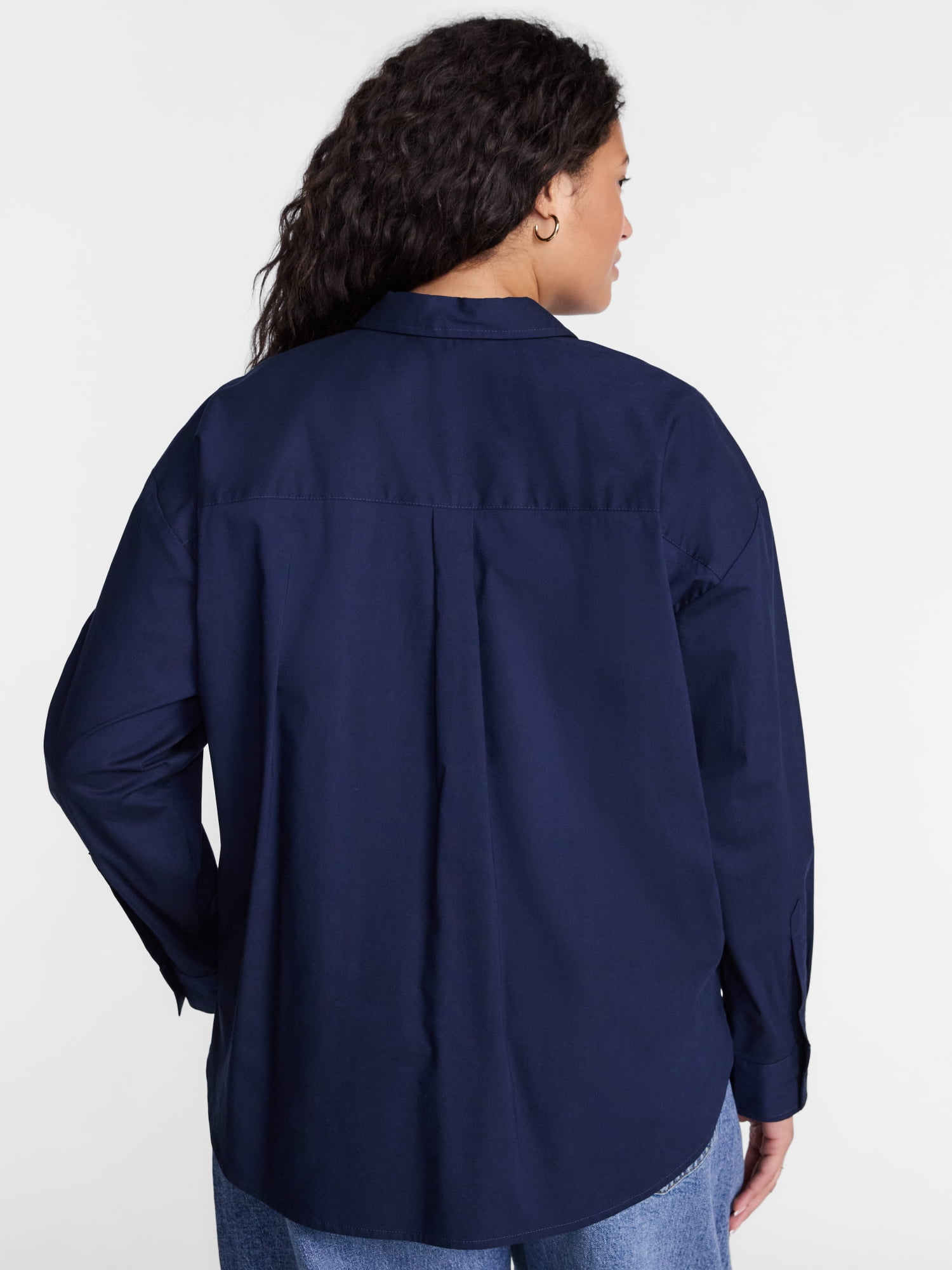 Terra & Sky Women's Plus Poplin Boyfriend Shirt, Sizes 0X-5X