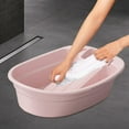 thumbnail image 6 of kowaku Washboard Basin,Cleaning Basin,Home,Multipurpose,Portable,Washtub Washboard Basin,Wash Tub with Washboard for Household,Pants , Pink, 6 of 9