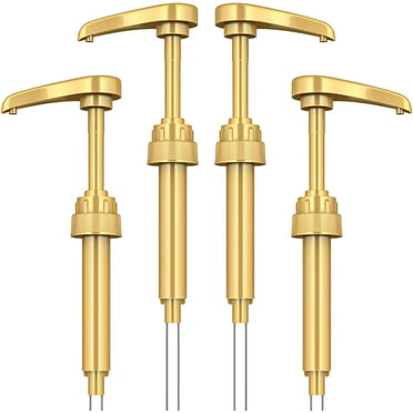 Coffee Syrup Pump Dispenser, 4 Packs of Syrup Pump for 750ml/25.4 oz Syrup Bottle, Gold Pumps for Coffee Syrup Bottle, works with Torani, DaVinci, Jordans Skinny 750ml Syrups Bottles (Gold)