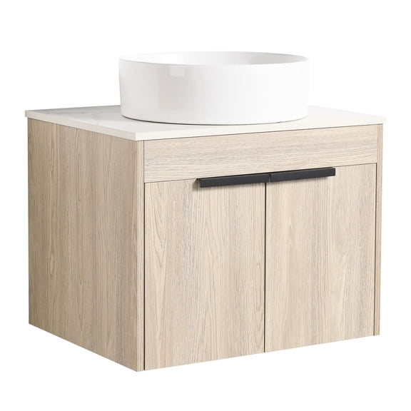 Modern style 23.60 in deep vanity | Two full - extension doors for easy access | Enhanced life pleasure with metal handles