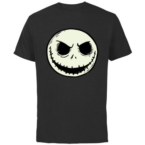 Disney The Nightmare Before Christmas Jack Skull Big Face - Short Sleeve Cotton T-Shirt for Adults - Customized-Black