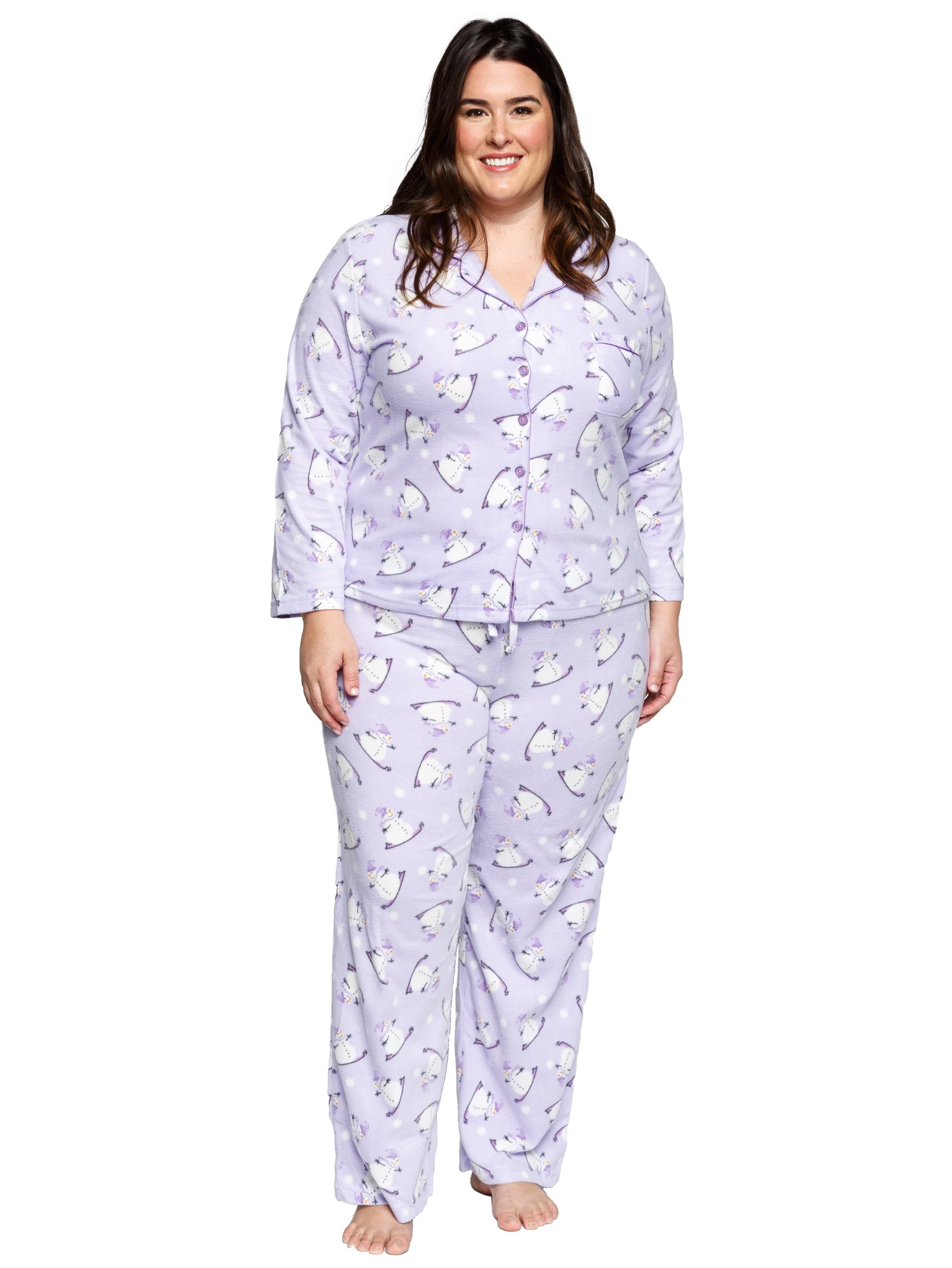 Xehar - Women's Plus Size Sleepwear Long Sleeve Snowmen Pajamas Pjs Set
