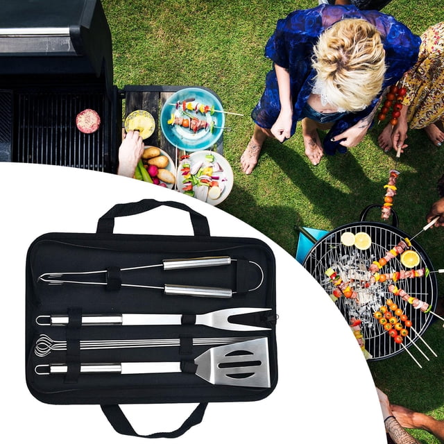 Herramientas para barbacoa, herramientas para parrilla, regalo portátil con bolsa de almacenamiento, juego de utensilios para parrilla, accesorios 7 juegos
