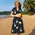thumbnail image 4 of Disketp Fashionable Goose para Vestido de Manga Corta para Mujeres, Vestidos de Verano para Mujeres, Casual y Holgado para la Playa, 4 of 6