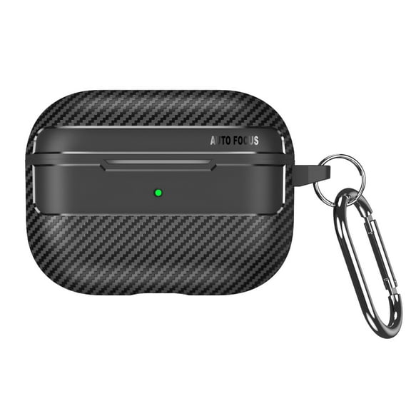 ELEHOLD for Airpods Pro 3rd Gen (2025) Case,Carbon Fiber Pattern Electroplated Women Men Shockproof Full Body Protective Cover with Ring Buckle for Airpods Pro 3rd Gen (2025),Black