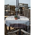 thumbnail image 2 of Outdoor Tablecloths with Umbrella Hole & Zipper, Blue Brown Stripes Round Tablecloths 60 Inch, Abstract Geometric Spring Flowers Country Waterproof Table Cloth, Patio/Pool/Picnic Table Covers, 2 of 8